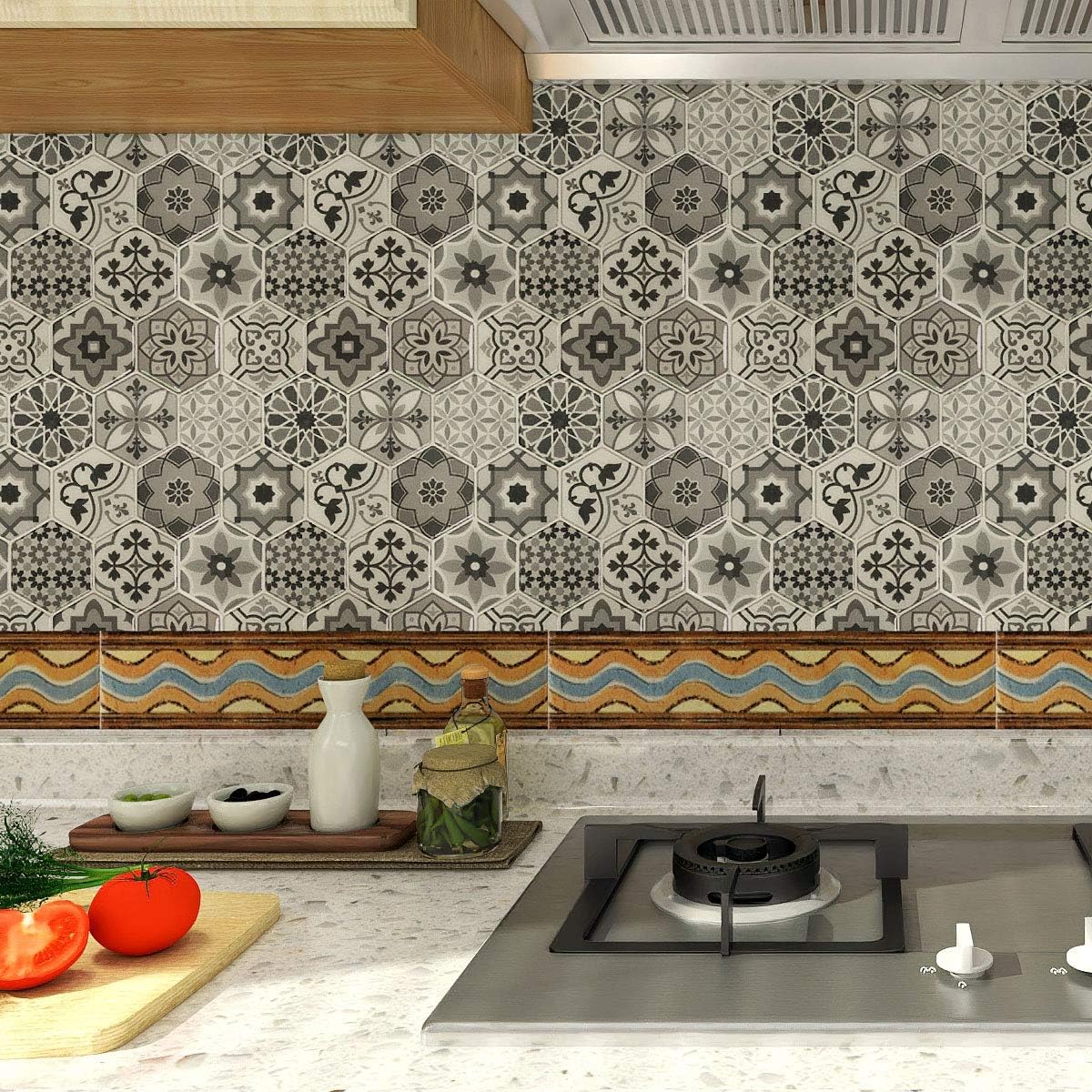 LONGKING Peel and Stick Backsplash Tile Stickers, Colorful Talavera Mexican Tile, Stick on Wall Tiles (10 Sheets)