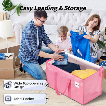 8 Pack Extra Large Heavy Duty Moving Bags, Clear Storage Bins with Lids, Reinforced Handles & Heavy-Duty Zippers Moving Boxes Storage Bags Totes for Clothes Packing, Dorms, College Supplies, Clear