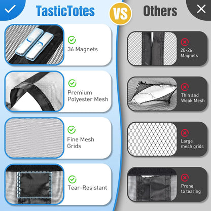 TasticTotes Magnetic Screen Door Mesh - Reversible Left & Right Opening with Magnetic Closure, Keep Buzz Out, Enjoy Fresh Air, Hands Free for Families & Pets (34" x 81", Fit Door Size 32" x 80")