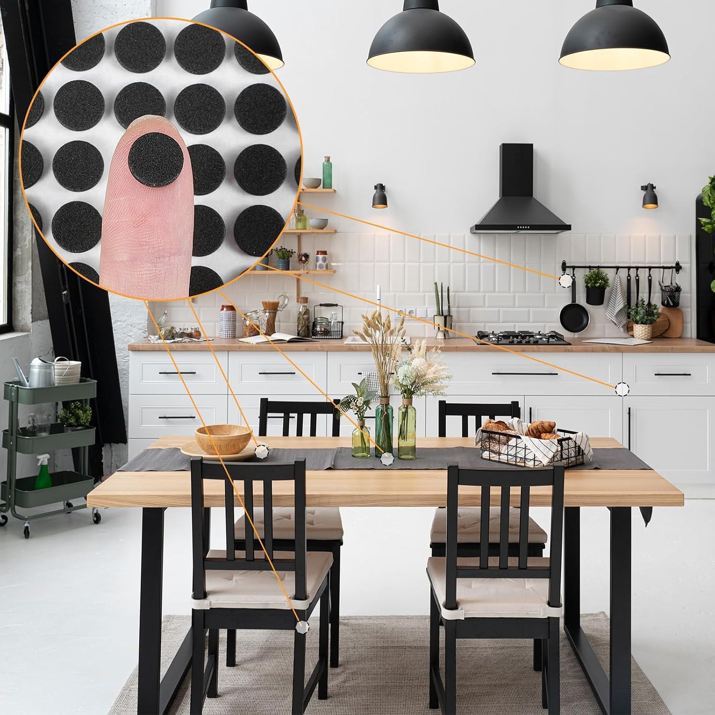 800Pcs Small Felt Pads, Self-Adhesive EVA Foam Furniture Pads, Round Felt Furniture Stickers Floor Protectors for Desks Drawers Vases Photo Frames Cabinets Doors Candlesticks - Black