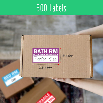160 PCS Moving Labels, 8 Color-Coded Self-Adhesive Rectangular Stickers for Boxes, Large Home Moving Blank Packing Labels for Cartons, Storage Bins, Office Uses (6” x 4”)
