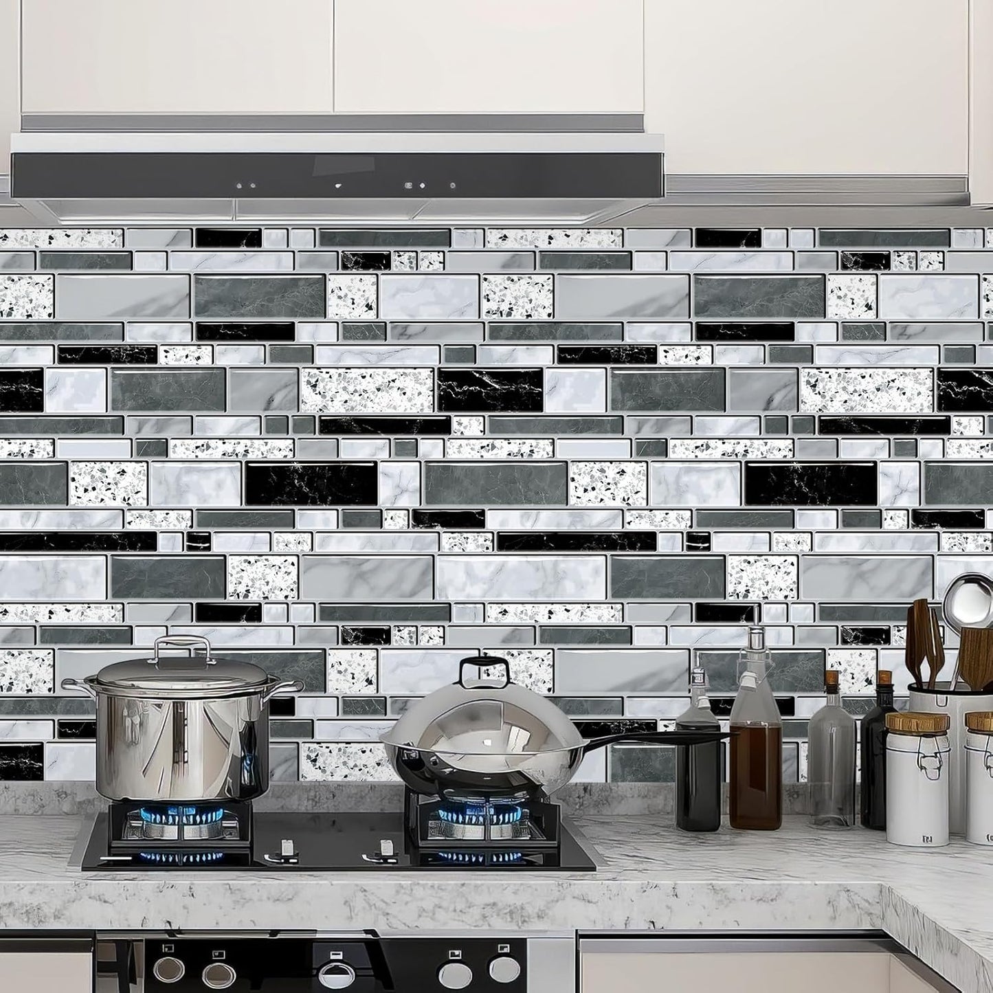 WENMER Peel and Stick Backsplash Wallpaper, Kitchen Backsplash Wallpaper, Kitchen Peel and Stick Wall Paper, Tile Contact Paper for Countertop, Bathroom 17.7"x 78.7"