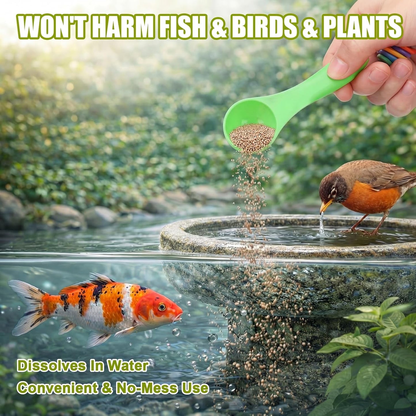 Biological Mosquito Control Pouches Dissolves in Water with Measuring Spoon Treats Up to 18744 Gallon 4.25% S-Methoprene IGR Larvae Won't Harm Fish Birds EPA Certified Rain Bath Pool 142g