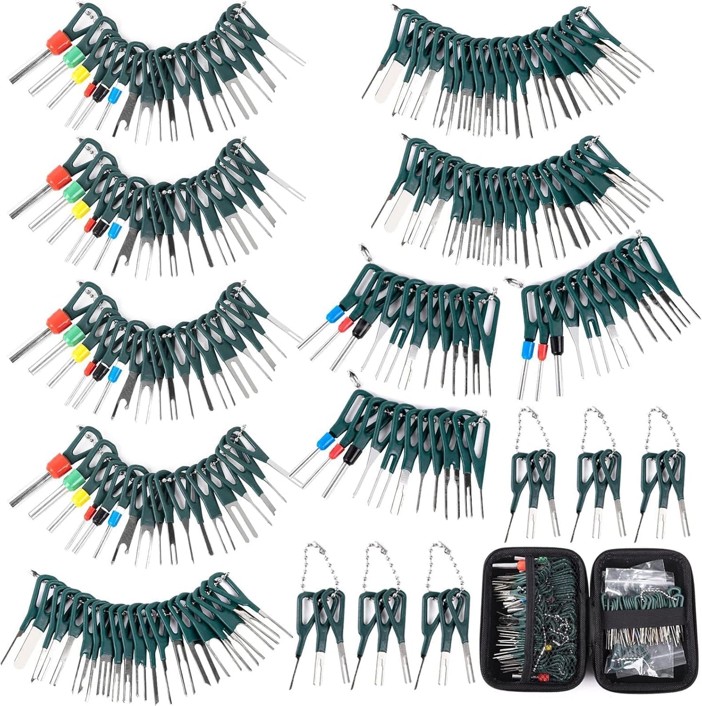 Terminal Pin Removal Tool Kit 82 Pcs Depinning Electrical Connector Pin Extractor Tool Set Wire Terminal Release for Automotive Car Household Devices - Black
