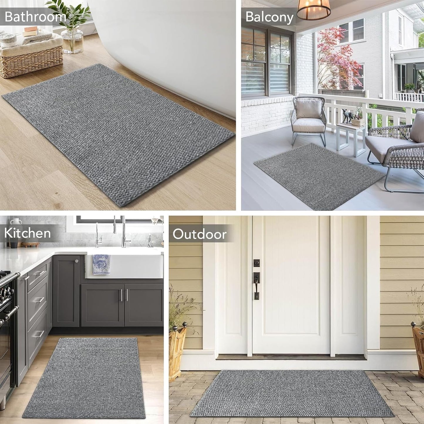 Indoor Door mat 17“ x 30”, Dirt Trapper Door Mat, Non-Slip Washable Entrance Mat, Dirt Resistant and Absorbent Welcome Mat,Low-Profile Doormat for Entryways, Front Doors, and Indoor Entrances, White