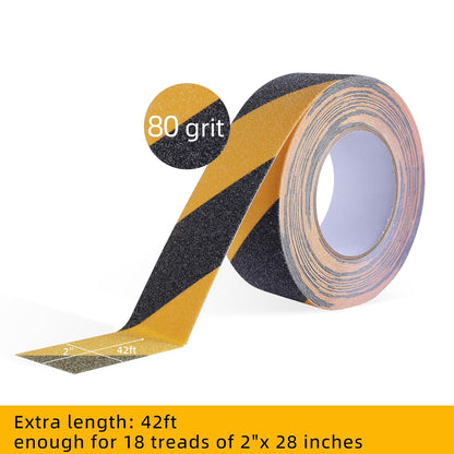 Anti Slip Tape, 4 Inch x 42 Ft Grip Tape for Stairs Outdoor/Indoor, Waterproof Non Skid Roll for Stair Treads Non Slip, High Traction Friction Abrasive Adhesive Stair Steps, Caution Yellow/Black