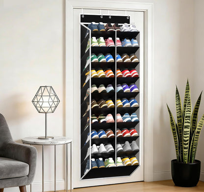 KEEPJOY Over The Door Shoe Organizer,Hanging Shoe Organizer 12 Mesh Pockets Shoe Organizer for Closet,Works Well for Men and Woman Kids Shoes Storage, 57.5×12.6inch(Beige)