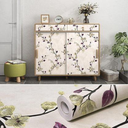 SOON AFTER 17.5”x120” Floral Peel and Stick Wallpaper Flower Tree Contact Paper Self Adhesive Removable Modern Sage Green Wall Paper Decorative Wall Covering Countertop Vinyl Film Roll