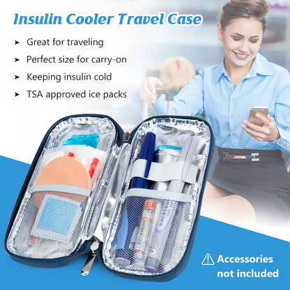 YOUSHARES Insulin Cooler Travel Case with Temperature Display - Refrigerated Medicine Cooling Bag with 2 TSA Approved Ice Pack, Medication Pen Diabetic Supplies Organizer for Trip and Daily