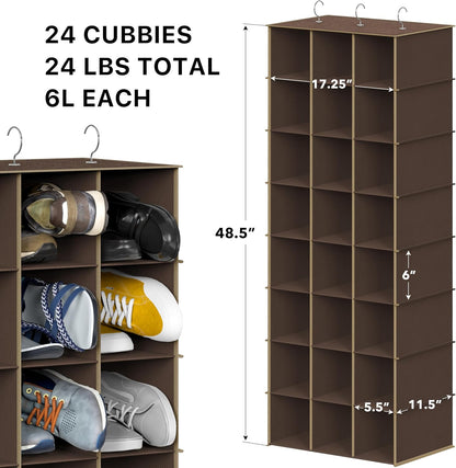 Simple Houseware 24 Section Shelves Hanging Shoes Organizer Holder for Closet, Gray