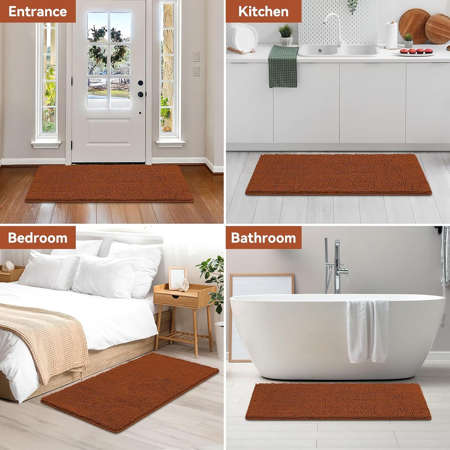 Bcoimo Bathroom Rugs 24x17, Bath Mats for Bathroom Non Slip with Rubber Backing,High Absorbent Microfiber Bath Rugs Quick Drying, Machine Washable, Durable Decor