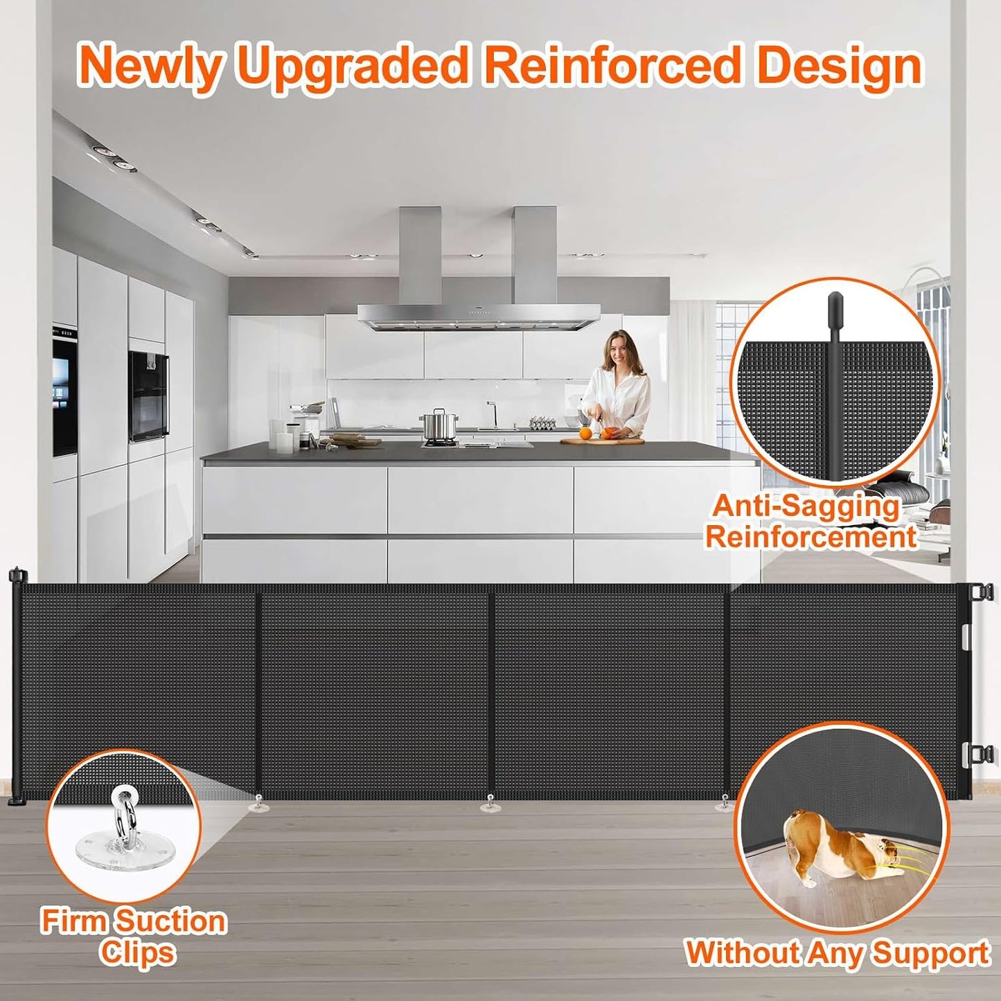 71 inch Retractable Baby Gates, EZIGO Extra Wide Baby Gate for Large Opening Extra Long Mesh Gate for Kids or Pet Dog Gate Child Safety Gate for Stairs Hallways Doorway Indoor Outdoor, Gray