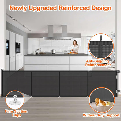 71 inch Retractable Baby Gates, EZIGO Extra Wide Baby Gate for Large Opening Extra Long Mesh Gate for Kids or Pet Dog Gate Child Safety Gate for Stairs Hallways Doorway Indoor Outdoor, Gray