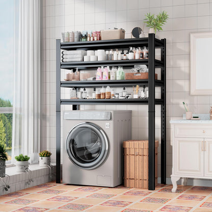 Over Washer and Dryer Shelves, Laundry Room Shelves Adjustable Metal Heavy Duty Freestanding Storage Shelves, Washing Machine Rack for Organization and Storage, Black (Black, 63''H*35.43''W*11.81''D)