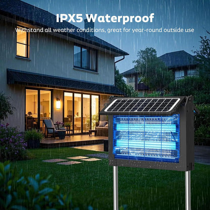 OnBeam Solar Bug Zapper Outdoor, 4500V Mosquito Zapper Fly Trap for Patio | 10W Solar Panel, IPX5 Waterproof, Auto Mode, Solar Powered, USB C Charging, Electric Rechargeable Mosquito Killer for Garden