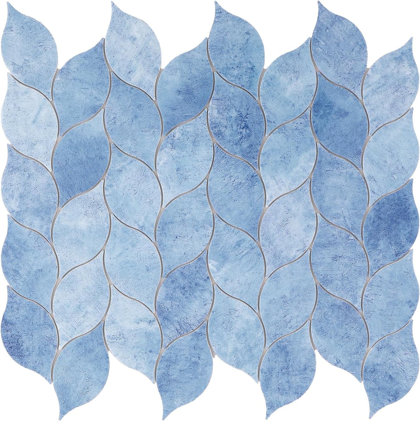 Tilingview 10-Sheet Peel and Stick Backsplash Tile for Kitchen, Self-Adhesive Mosaic Glossy Leaf Stick on Wall Tile with Gaps (Leaf Beige)