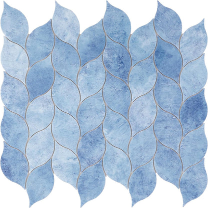 Tilingview 10-Sheet Peel and Stick Backsplash Tile for Kitchen, Self-Adhesive Mosaic Glossy Leaf Stick on Wall Tile with Gaps (Leaf Beige)