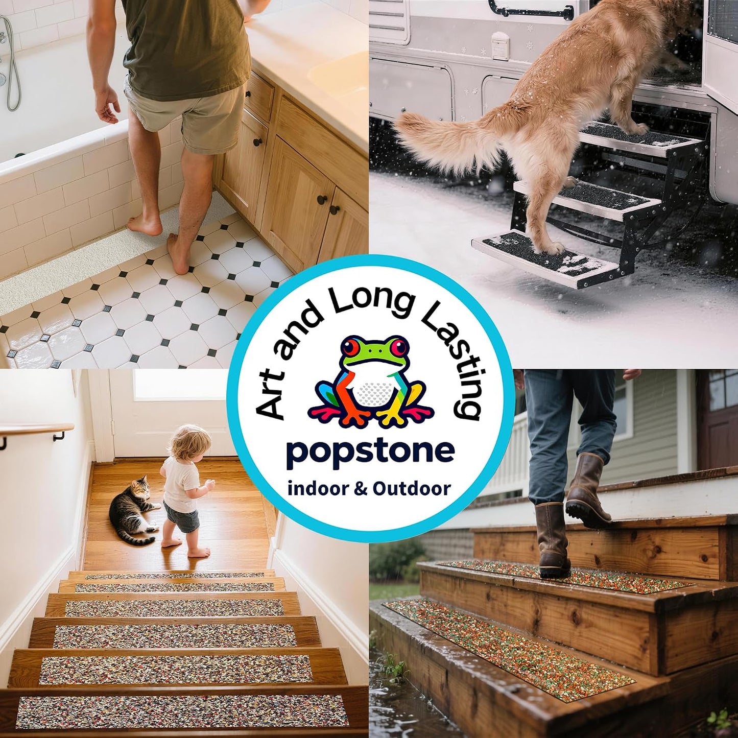 Waterproof Anti-Slip Traction Tape | 2" x16.5 FT | Heavy-Duty EPDM Rubber, Strong Grip & Barefoot Gentle | Indoor & Outdoor Solution: Poolside, Bath, Ramps, Stairs, Board Steps
