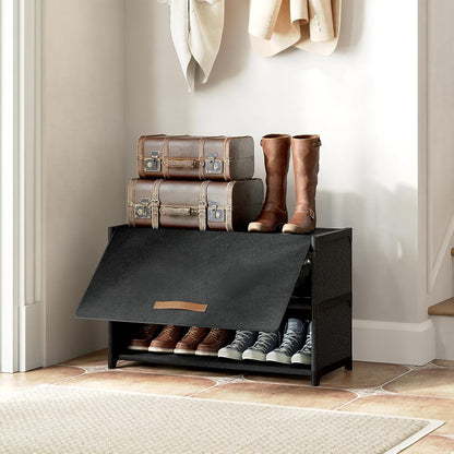 Shoe Rack, 5 Tier Shoe Storage Cabinet with Door 20 Pair Plastic Shoe Shelves Organizer for Closet, Entryway, Hallway, Bedroom, Black