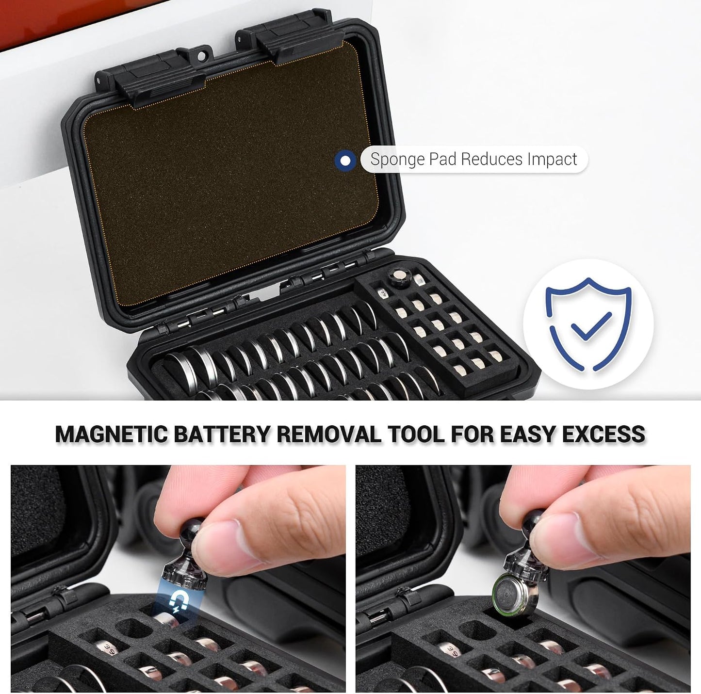 24 Slots CR2 CR123 CR123A Lithium Battery Organizer Case, IP67 Waterproof Hard Case for CR17345/CR16340/CR18350/CR15270(CR2) Explosionproof Batteries Storage Holder for Household Outdoor Camping