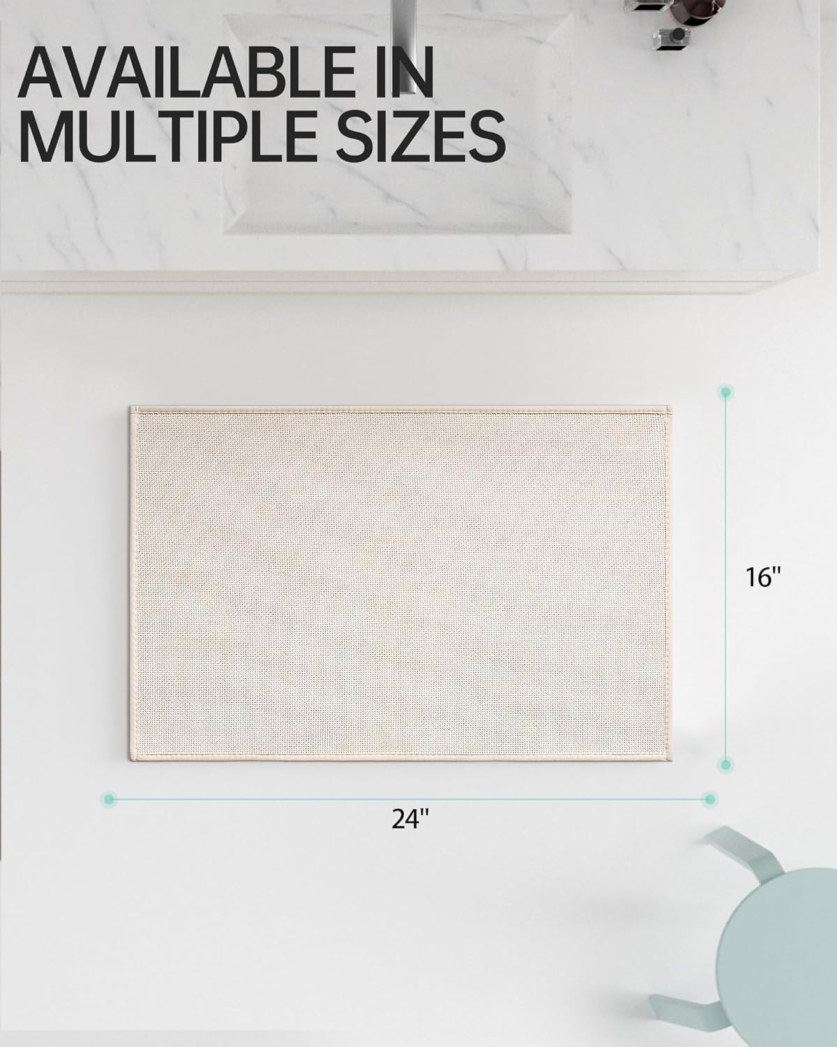 Mecko Bath Mat Rug, Rubber Non-Slip Quick Dry Absorbent Thin Bathroom Rugs Fit Under Door Bathroom Floor Mats-Shower Rug for in Front of Bathtub, Sink, Shower Room(Light Grey,16"x24")