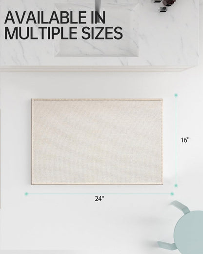 Mecko Bath Mat Rug, Rubber Non-Slip Quick Dry Absorbent Thin Bathroom Rugs Fit Under Door Bathroom Floor Mats-Shower Rug for in Front of Bathtub, Sink, Shower Room(Light Grey,16"x24")
