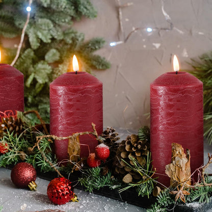 Eywamage White Flameless Pillar Candles with Remote, Flickering LED Candles Battery Powered Real Wax Set of 3