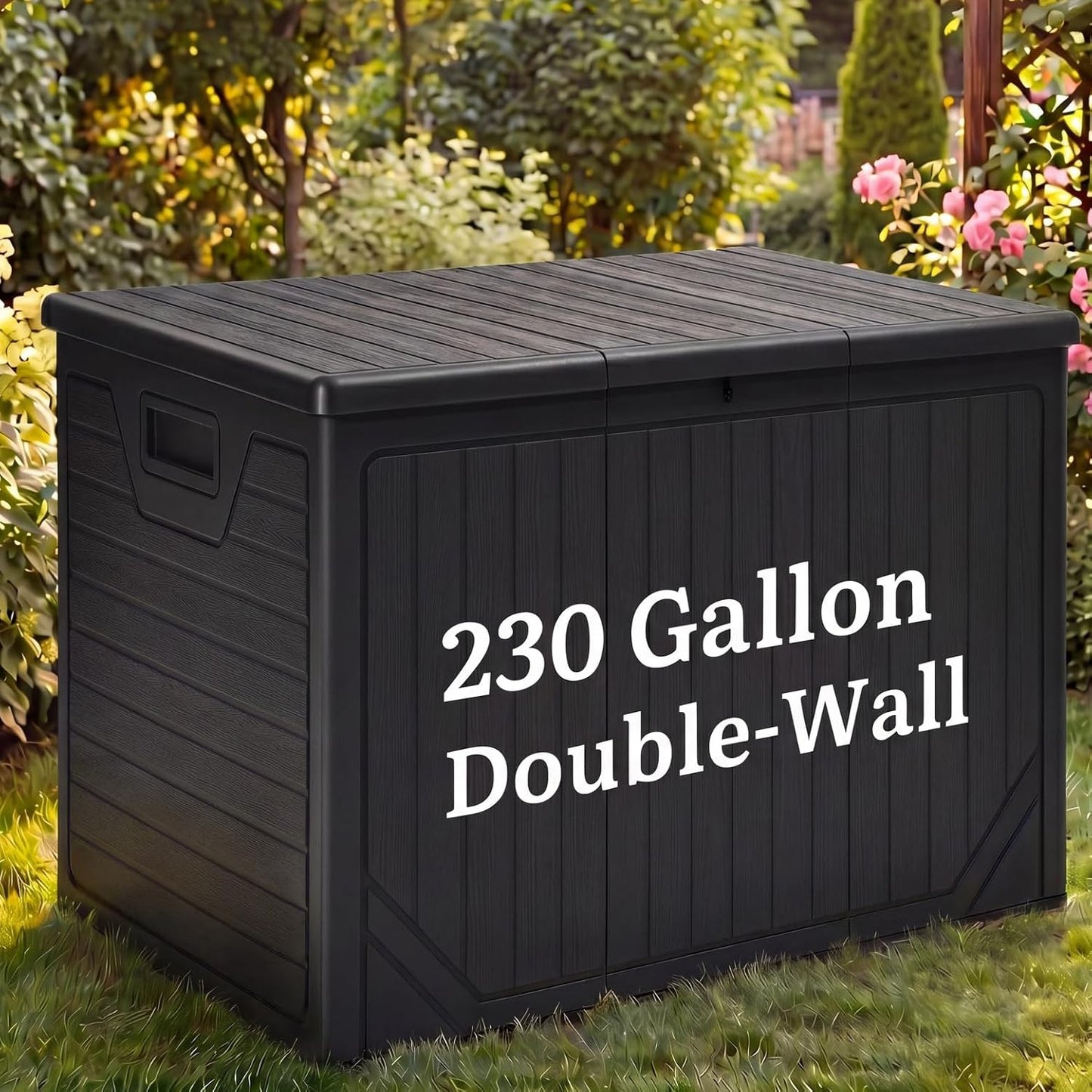YITAHOME 100 Gallon Large Outdoor Deck Box | Waterproof Resin Storage Box, Lockable Indoor Outdoor Storage Container for Patio Furniture Cushions, Pool Accessories