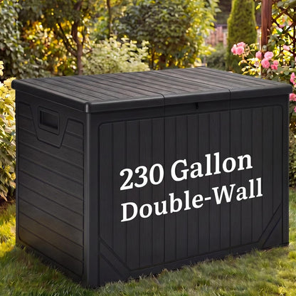 YITAHOME 100 Gallon Large Outdoor Deck Box | Waterproof Resin Storage Box, Lockable Indoor Outdoor Storage Container for Patio Furniture Cushions, Pool Accessories