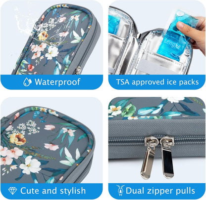 YOUSHARES Insulin Cooler Travel Case with Temperature Display - Refrigerated Medicine Cooling Bag with 2 TSA Approved Ice Pack, Medication Pen Diabetic Supplies Organizer for Trip and Daily