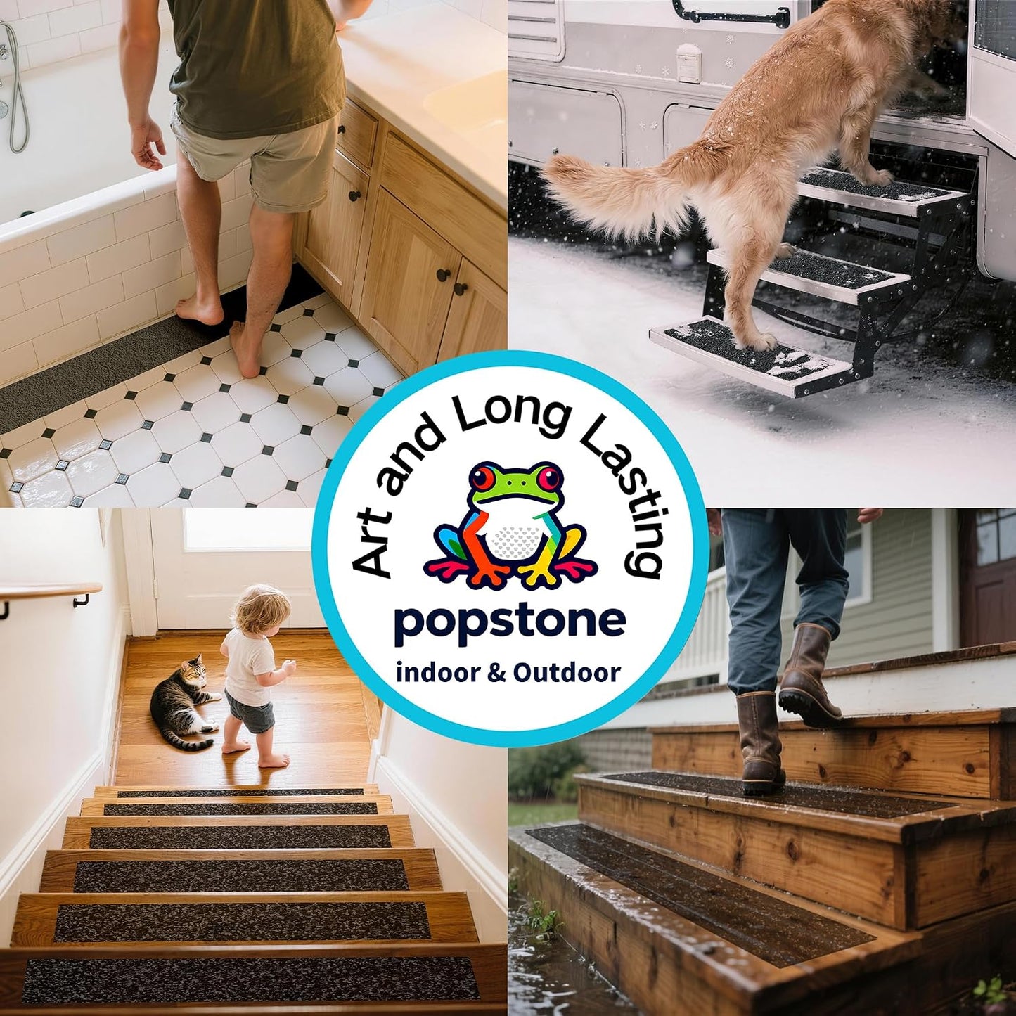 Waterproof Anti-Slip Traction Tape | 2" x16.5 FT | Heavy-Duty EPDM Rubber, Strong Grip & Barefoot Gentle | Indoor & Outdoor Solution: Poolside, Bath, Ramps, Stairs, Board Steps