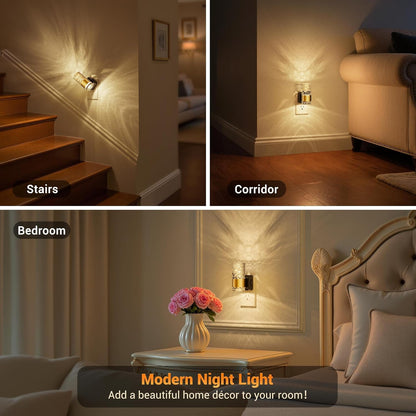 JandCase Motion Sensor Night Light, Night Lights Plug into Wall,3000K Soft White 0-100 LM Dimmable LED Night Light, Motion Activated Nightlight for Bathroom Hallway Decor