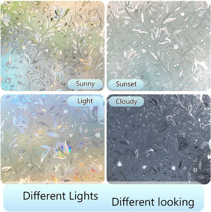 HIDBEA Frosted Window Privacy Film Heat Control UV Blocking, Static Cling Non-Adhesive Reusable Door coverings for Bathroom Home Office (Frosted 17.5 Inch x 6.5 Feet)