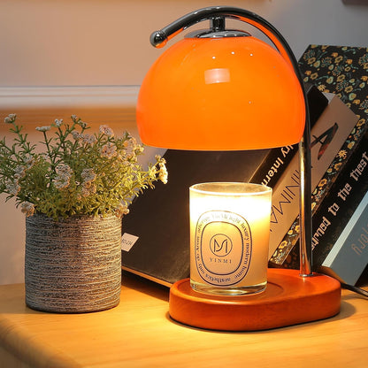 FCTWAKS Mid Century Orange Glass Candle Warmer Lamp with Timer & Dimmer, Mothers Day Birthday Gifts for Women Mom, House Warming Gifts New Home, Wax Warmer Lamp for Bedroom Decor with 2 Bulbs