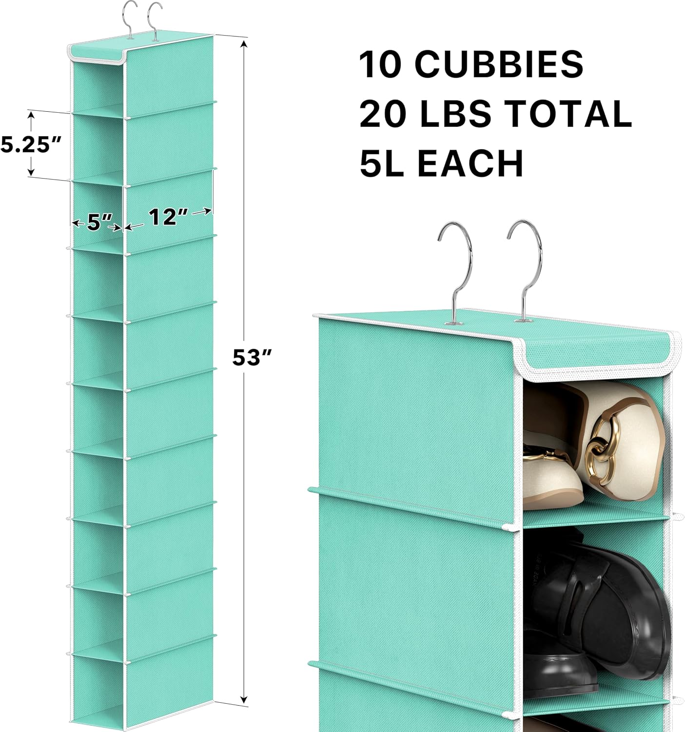 Simple Houseware 10 Shelves Hanging Shoes Organizer Holder for Closet, Grey