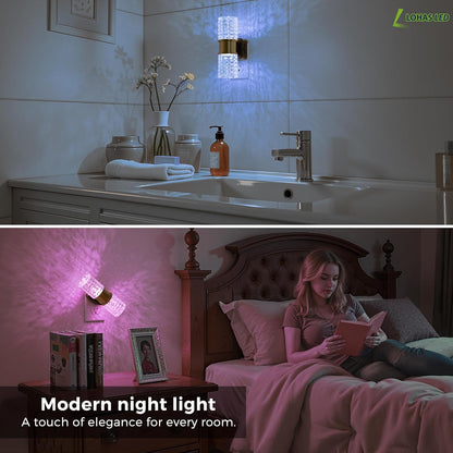 L LOHAS LED Night Light,Dimmable Night Lights Plug into Wall, 2 Pack Acrylic Nightlight with 0-100 LM Adjustable Brightness, 3000K Plug in Night Light with Dusk to Dawn Sensor, for Bathroom Hallway