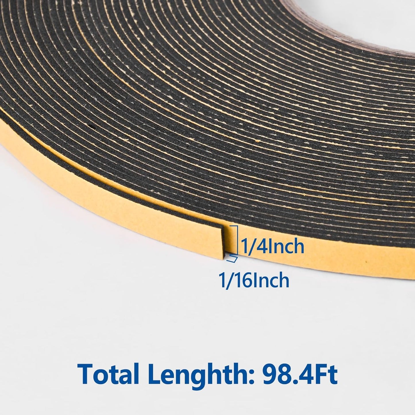 Kikerike Self Adhesive Foam Tape Weatherstrip 1/2In x 1/4In x 16.5Ft High Density Foam Insulation Strips Seal Weather Stripping with Strong Adhesive for Door and Window Sound Isolation Soundproofing