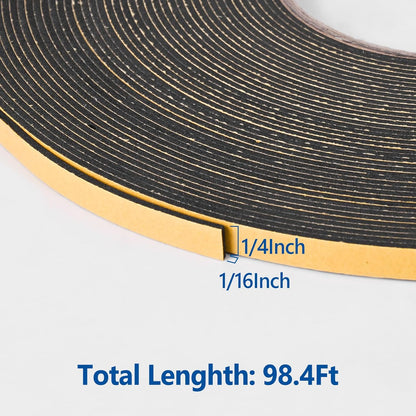 Kikerike Self Adhesive Foam Tape Weatherstrip 1/2In x 1/4In x 16.5Ft High Density Foam Insulation Strips Seal Weather Stripping with Strong Adhesive for Door and Window Sound Isolation Soundproofing