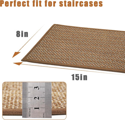 15Pcs Stair Treads for Wooden Steps With Self Adhesive, 8"x30" Non Slip Stair Runners-Peel & Stick Indoor Stair Carpet Runner, Resistant Runner for Kids, Elders and Pets, Black