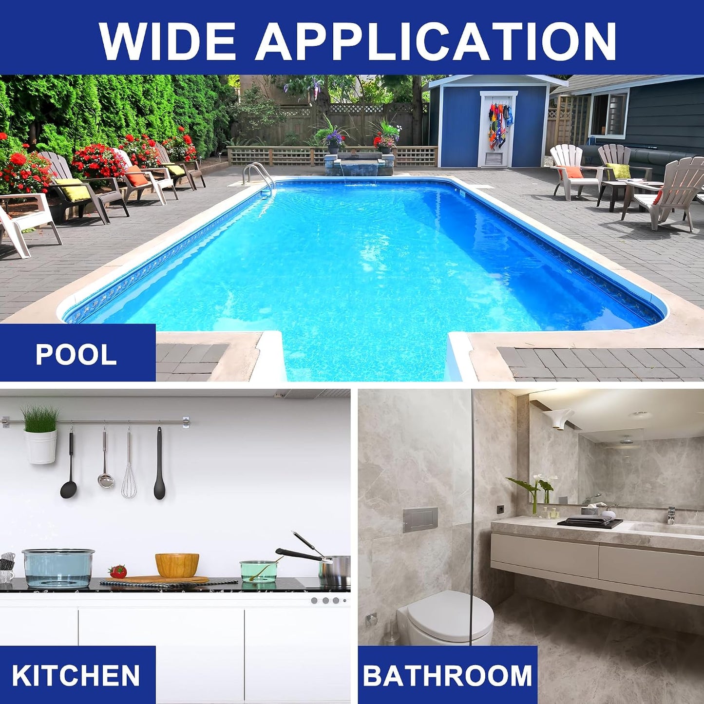 3 Pack Hand-Held Pool Scrub Brush Pool Cleaning Sponge Scrubber Brush Replaceable Scrubbing Scouring Sponge Pad for Swimming Pools Shower Tile Step Corner Liners Walls Sink Spas Tubs Kitchen Bathroom