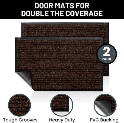 Sierra Concepts Front Door Mat Welcome Floor Mats - Entryway Indoor Outdoor Entrance Doormat, Patio, Porch, Muddy Shoe, Inside Outside Low Profile, 30x17 inches, 2-Pack Gray