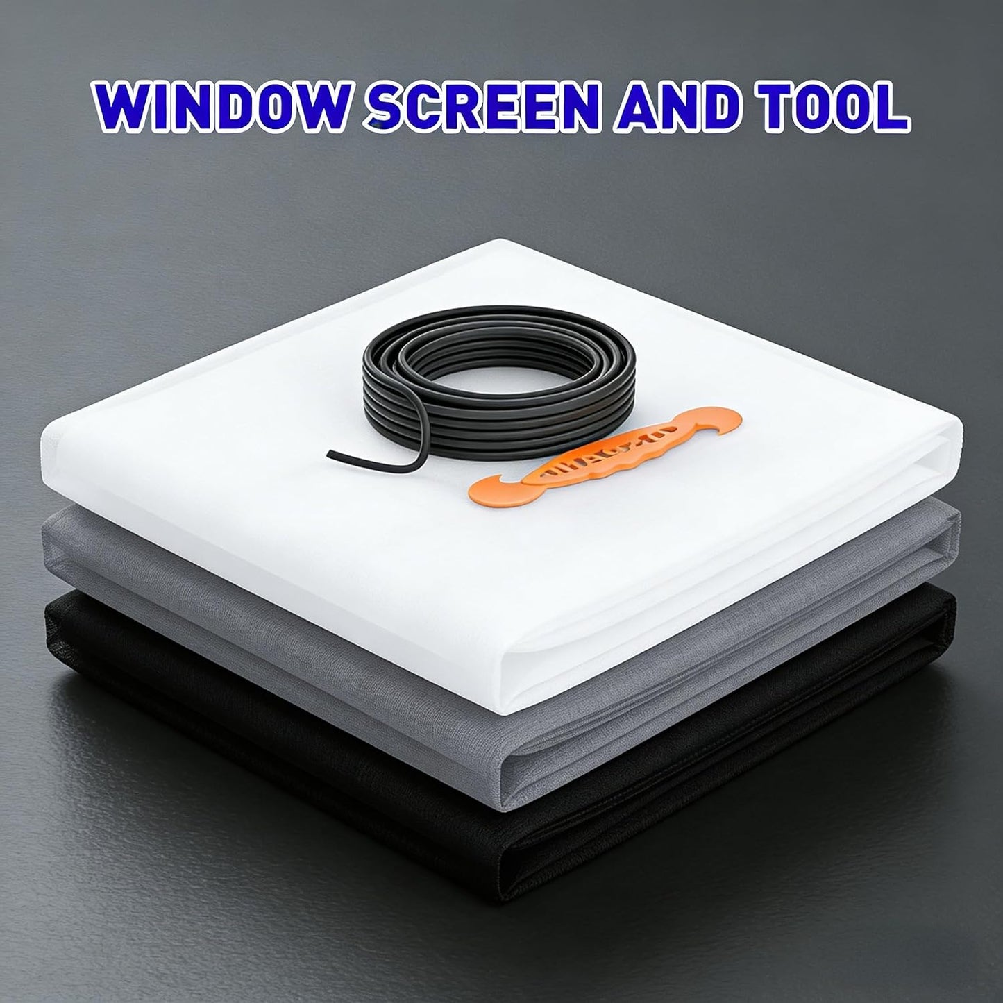 MAGZO Window Screen Replacement Mesh 48"W x 99"L - Pet Resistant Premium & Durable Polyester Screen Door Mesh, Allows Fresh Air In, DIY Repair Kit Includes Tool for Sliding Doors,Windows,Patio, Gray