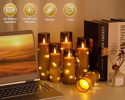 Set of 24 Slim Outdoor LED Candles, Battery Operated Flickering Fake Candles with 10-Key Timers for Patio & Porch Decor, 2.2 Inch Diameter Waterproof Resin Pillars for Large Events & Sconces (White)