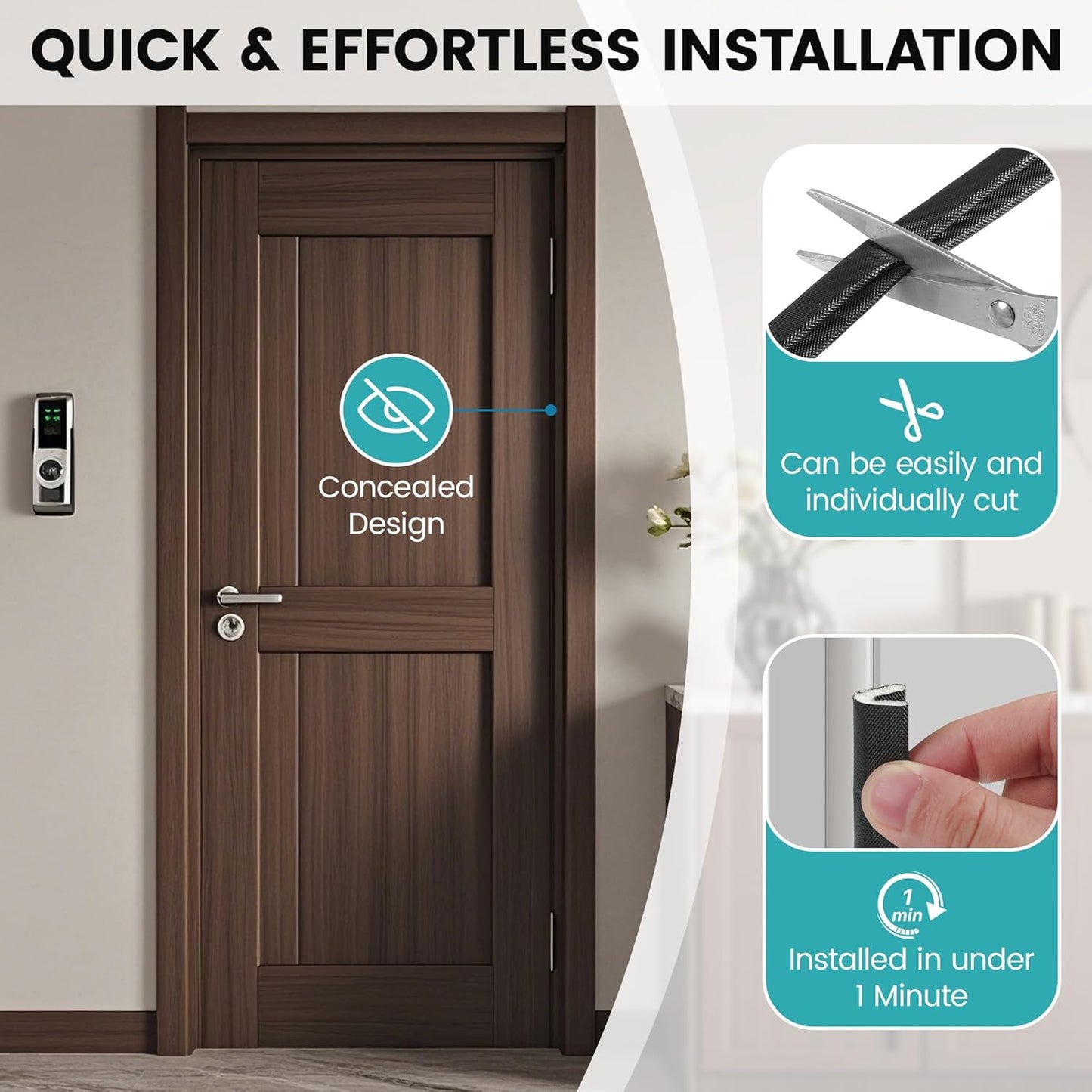 40FT V-Shaped Weatherstripping Door Seal Strip – Self-Adhesive Foam Tape for Doors & Windows, Draft Stopper, Soundproof Gap Filler, Light Blocker, Weatherproof Insulation (Black)
