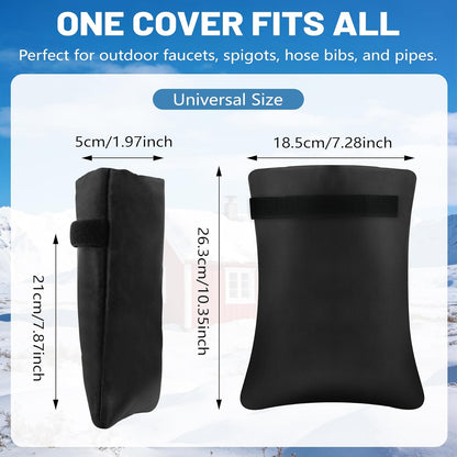Outdoor Faucet Covers for Winter,7.28" W x 10.35" H Faucet Covers with 420D Waterproof Oxford Fabric, Reflective Strips (Black, 2 Pcs)