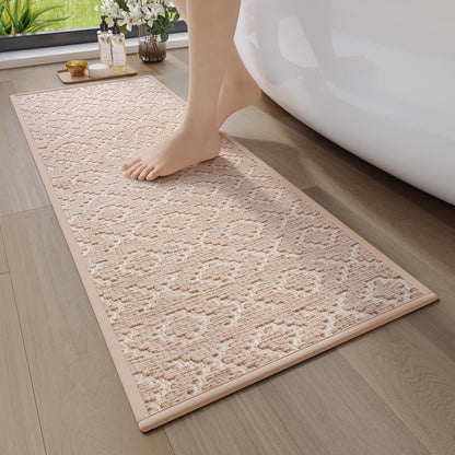 YDKGL Bathroom Rugs Non Slip, Super Absorbent Quick Dry Bath Mats for Bathroom, Foam Weave Texture Thin Bath Rugs Washable with Rubber Backing Fit Under Door Outside Shower,16" x 24“
