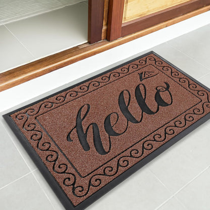 Yimobra Welcome Mat, Heavy Duty Sturdy Door Mats for Home Entrance Outdoor Indoor, Front Doormat for Outside Patio Floor Entry Porch Garage Office, Waterproof, Low Profile, 29.5x17, Black Grey