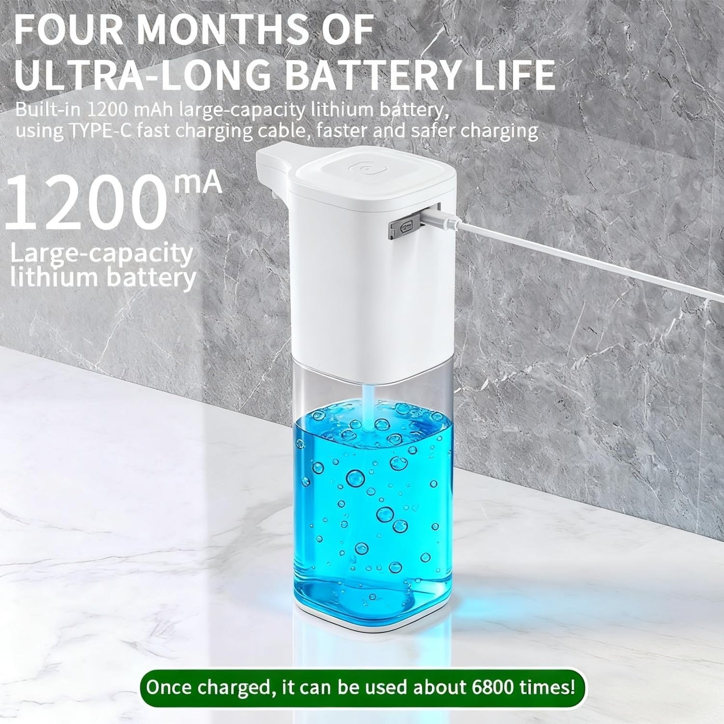 Automatic Foaming Soap Dispenser,Touchless Foam Soap Dispenser 4-Level Adjustable Electric, Auto Bathroom Kitchen Hand Soap Dispenser,12oz/350ml, Wall Mounted, Rechargeable