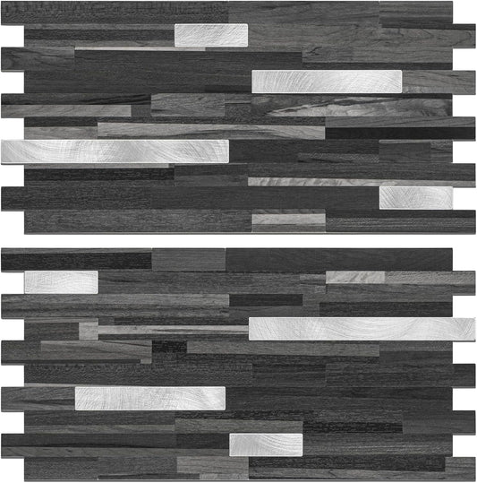 STICKGOO 20 Sheets Peel and Stick Backsplash Tile, Stick on Backsplash for Kitchen and Bathroom, White Sandstone Look PVC Mixed Metal Gold Self Adhesive Wall Tiles
