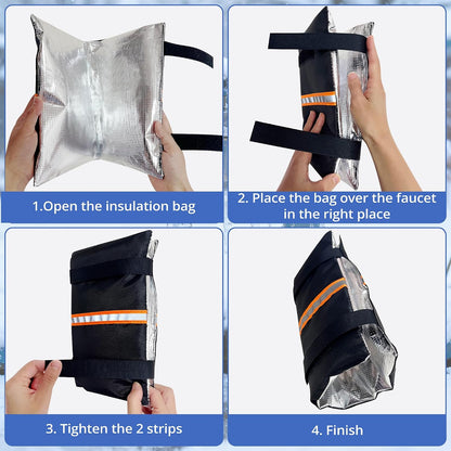 Outdoor Faucet Cover for Winter Freeze Protection with Reflective Strip, Reusable &Waterproof Water Faucet Insulation Wrap for Garden Outside (4PCS Faucets)